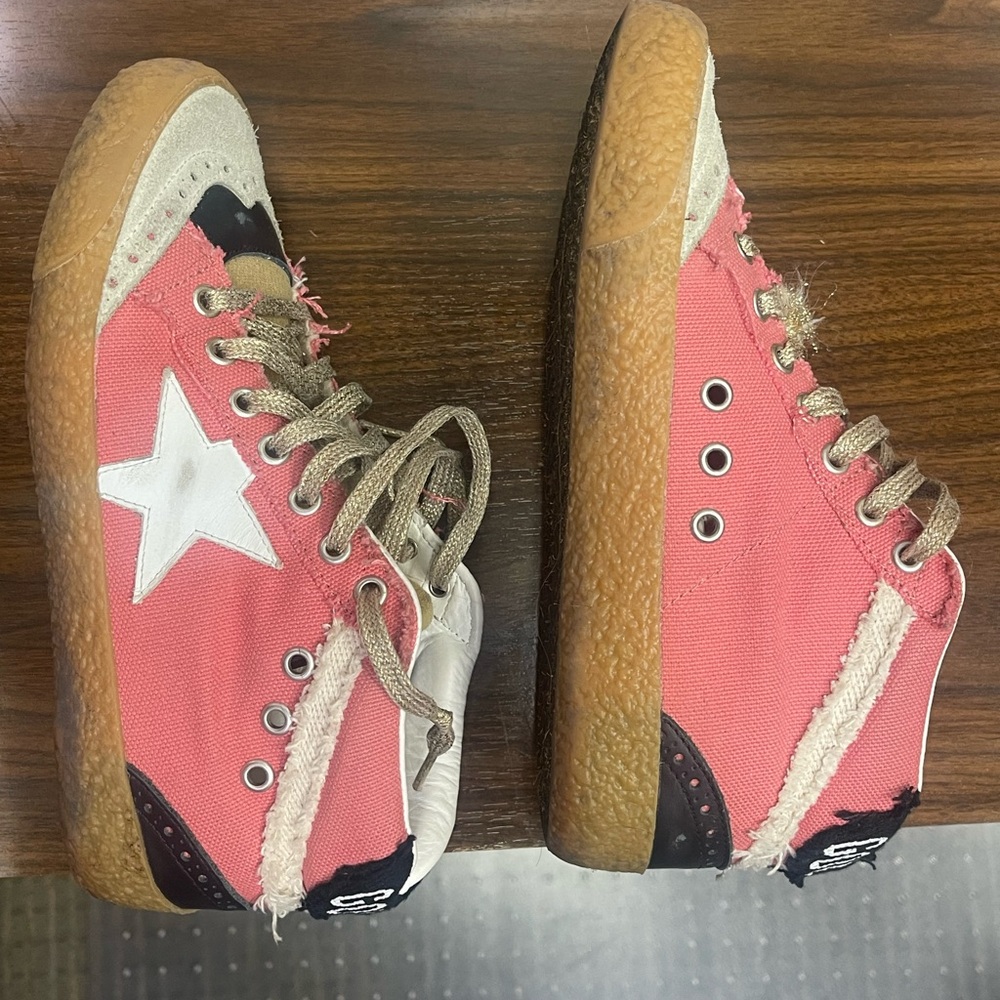 Golden Goose Midstar Pink and White Sneakers